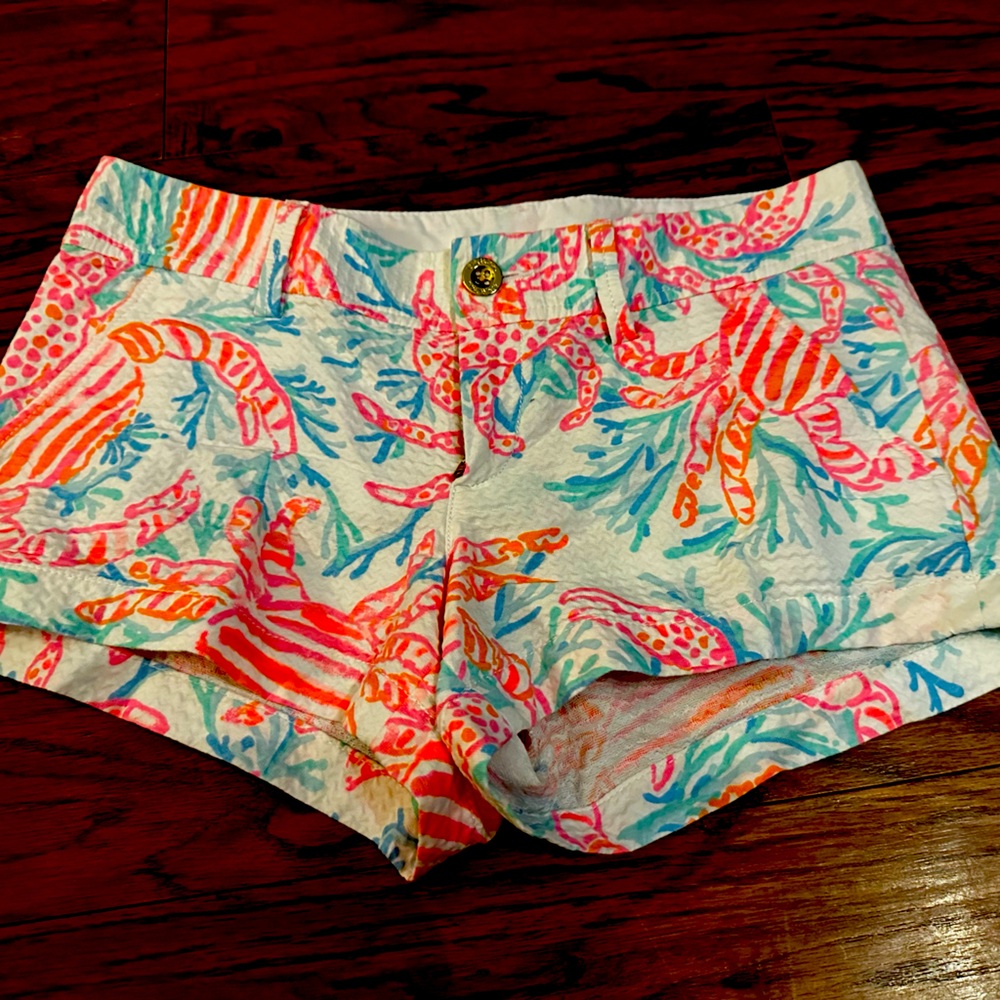 Lilly Pulitzer White Shorts with Pink, Orange & Aqua Octopus Print